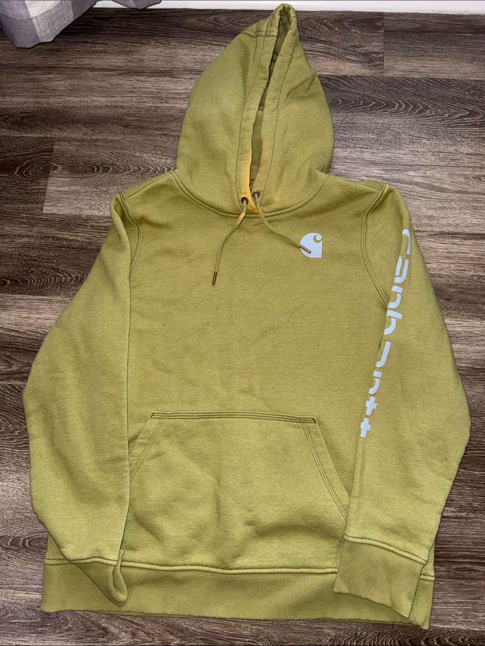 Carhartt Olive Green Pullover Hoodie with White Logo